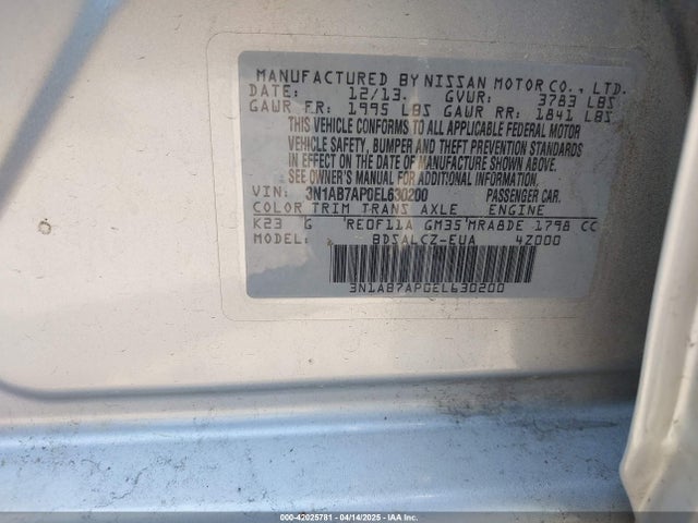 3N1AB7AP0EL630200 Nissan Sentra Fe+ S
