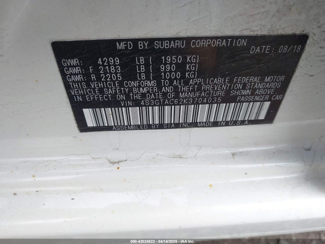 4S3GTAC62K3704035 Subaru Impreza 2.0i Premium