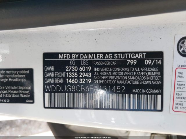 WDDUG8CB6FA131452 Mercedes-Benz S 550