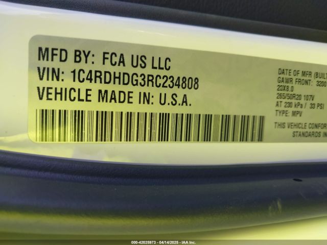 1C4RDHDG3RC234808 Dodge Durango Gt Plus Rwd