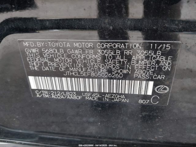 JTHCL5EF8G5026260 Lexus LS 460