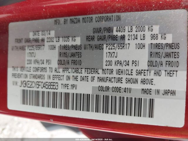 JM3KE2CY6F0458553 Mazda Cx-5 Touring