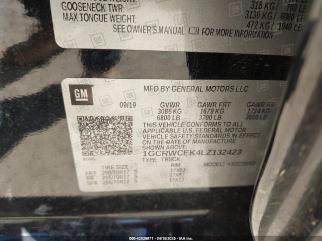 1GCRWCEK4LZ132423 Chevrolet Silverado 1500 2wd Double Cab Standard Bed Lt