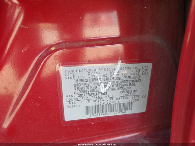 3N1AB7AP1EL675968 Nissan SENTRA SV