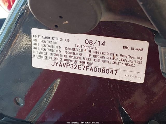 2015 YAMAHA XVS1300 JYAVP32E7FA006047 Photo 9