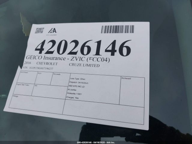 1G1PC5SG0G7196237 Chevrolet Cruze Limited Ls Auto