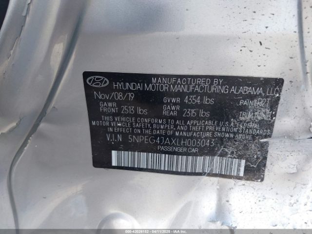 2020 HYUNDAI SONATA 5NPEG4JAXLH003043 Photo 8