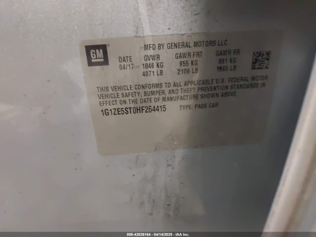 1G1ZE5ST0HF264415 Chevrolet MALIBU 1LT