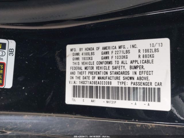 1HGCT1A36EA003099 Honda Accord Lx-s