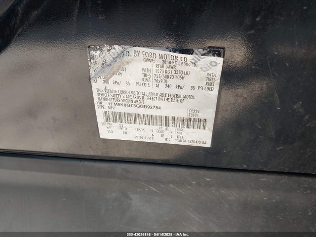 1FM5K8GT3GGB92784 Ford EXPLORER SPORT