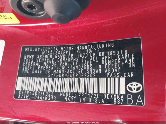 5YFBURHE0EP032302 Toyota Corolla S Plus