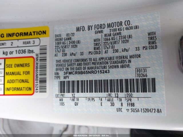 2022 FORD BRONCO SPORT 3FMCR9B65NRD15243 Photo 8
