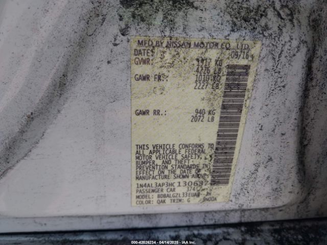 1N4AL3AP3HC130637 Nissan Altima 2.5 S