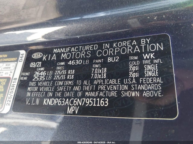 KNDP63AC6N7951163 KIA Sportage Nightfall Edition
