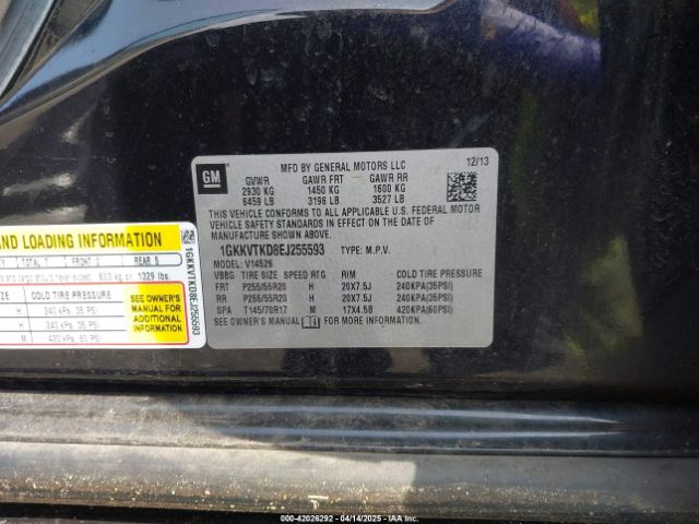 1GKKVTKD8EJ255593 GMC Acadia Denali