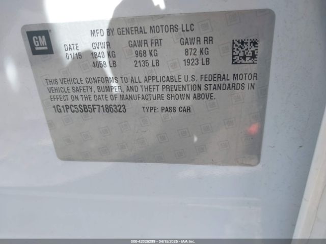 1G1PC5SB5F7186323 Chevrolet Cruze 1lt Auto
