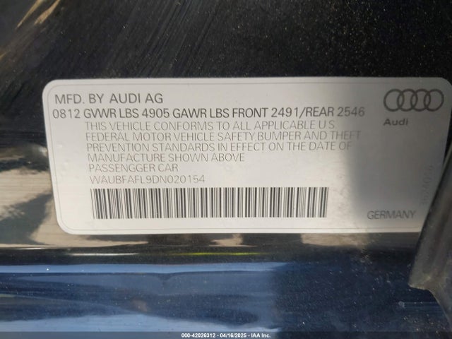 2013 AUDI A4 WAUBFAFL9DN020154 Photo 8
