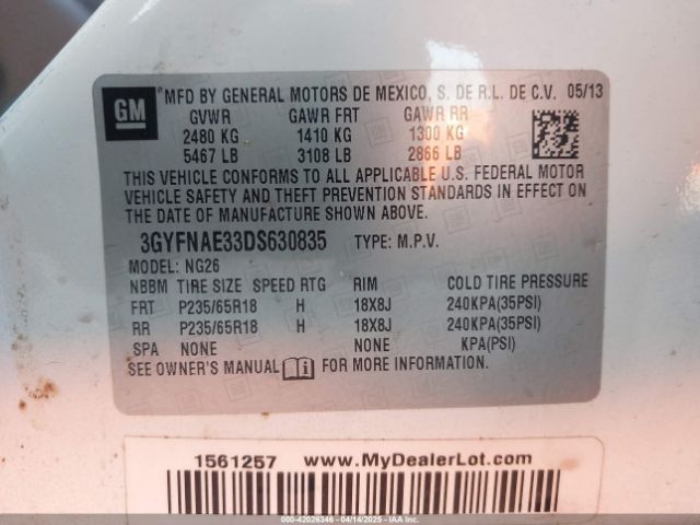 2013 CADILLAC SRX 3GYFNAE33DS630835 Photo 8