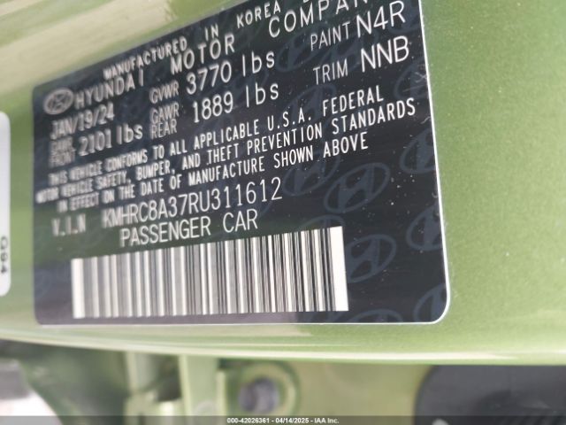 KMHRC8A37RU311612 Hyundai Venue Sel