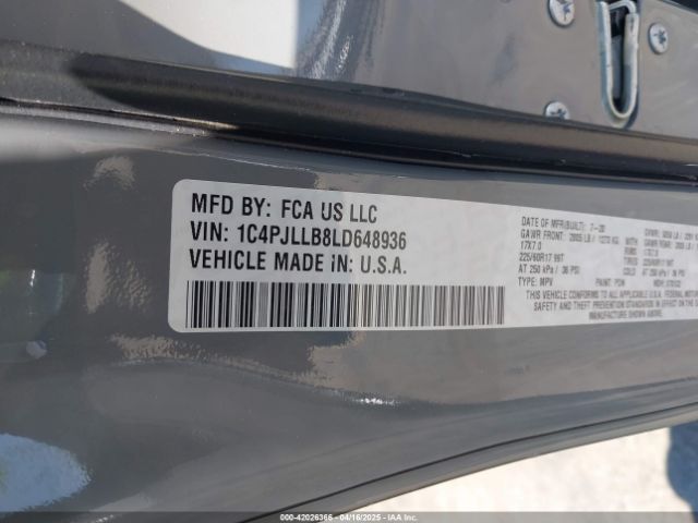 1C4PJLLB8LD648936 Jeep Cherokee Latitude Plus Fwd