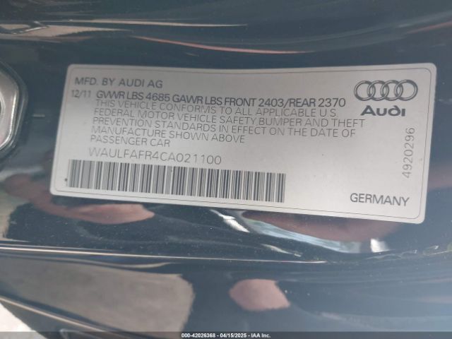 2012 AUDI A5 WAULFAFR4CA021100 Photo 8
