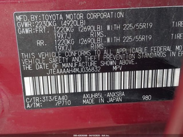 JTEAAAAH4MJ036832 Toyota Venza Limited