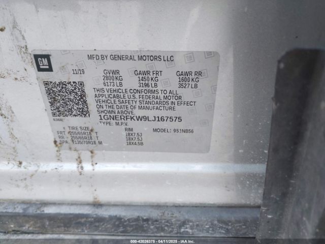 1GNERFKW9LJ167575 Chevrolet Traverse Fwd Ls