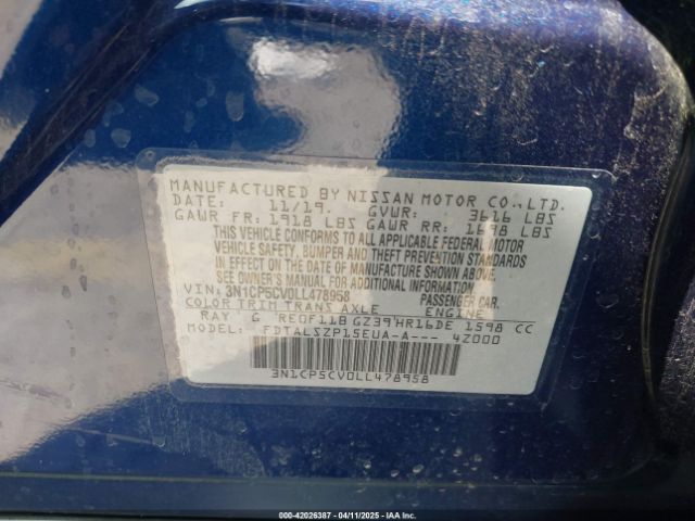 3N1CP5CV0LL478958 Nissan Kicks Sv Xtronic Cvt