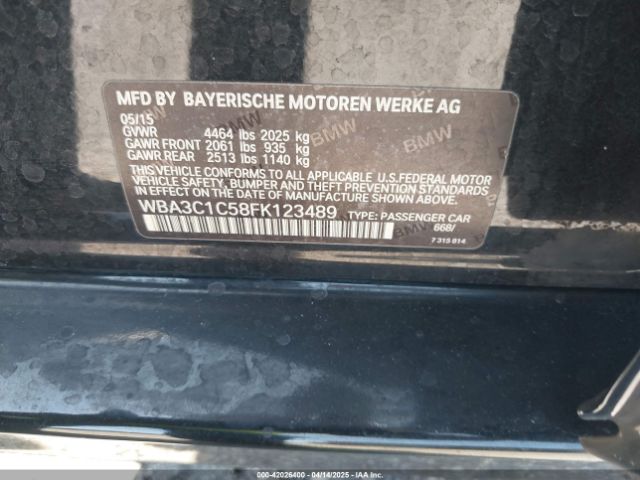 WBA3C1C58FK123489 BMW 328I