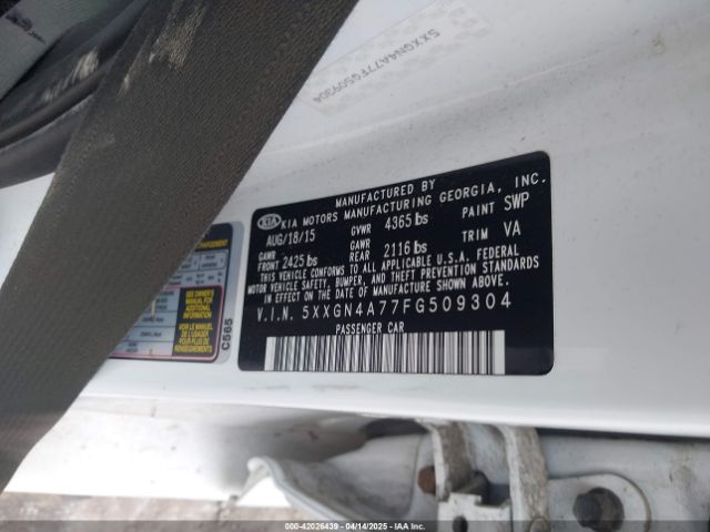 5XXGN4A77FG509304 KIA OPTIMA EX