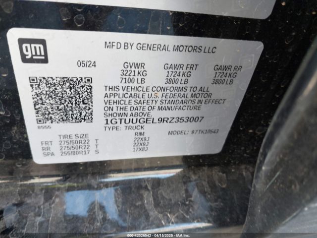 1GTUUGEL9RZ353007 GMC Sierra 1500 4wd  Short Box Denali