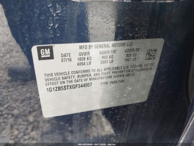 1G1ZB5STXGF344957 Chevrolet MALIBU LS