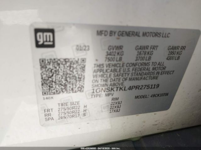 2023 CHEVROLET TAHOE 1GNSKTKL4PR275119 Photo 8