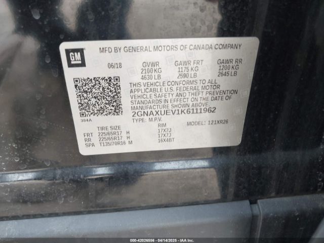 2GNAXUEV1K6111962 Chevrolet EQUINOX LT