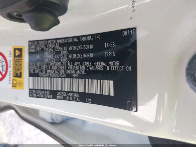 5TDZARFH6HS031526 Toyota Highlander Le