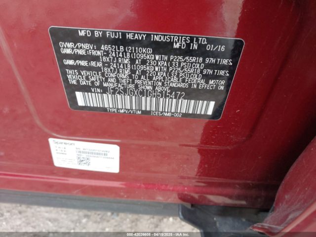 JF2SJGXC1GH515472 Subaru Forester 2.0xt Touring