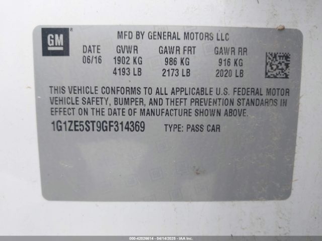 1G1ZE5ST9GF314369 Chevrolet MALIBU 1LT