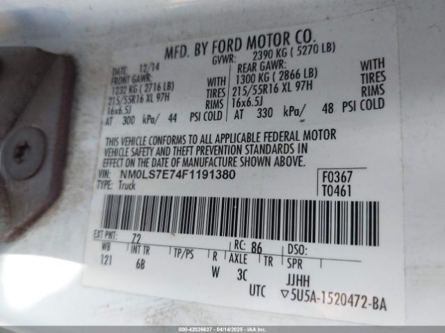 NM0LS7E74F1191380 Ford Transit Connect Xl