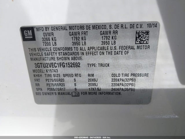 3GTU2VEC1FG152692 GMC Sierra 1500 Slt