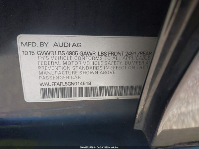 WAUFFAFL5GN014518 Audi A4 2.0t Premium
