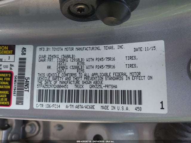 5TFAZ5CN7GX004451 Toyota Tacoma Sr5 V6