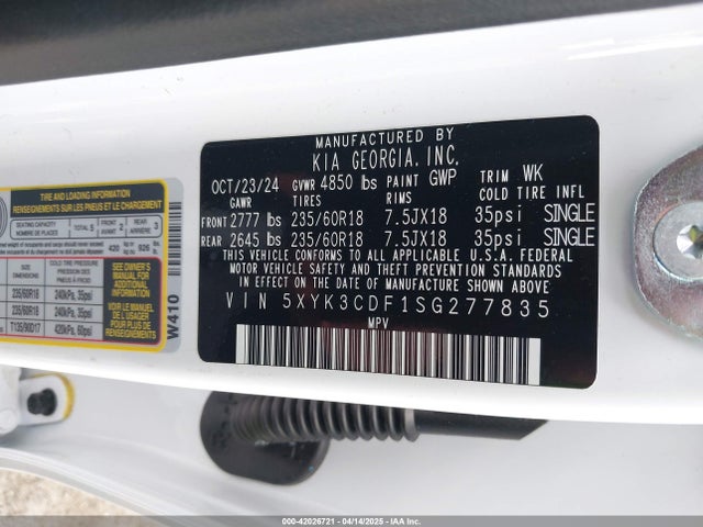 Продажа на аукционе авто 2025 Kia Sportage Ex, vin: 5XYK3CDF1SG277835, номер лота: 42026721