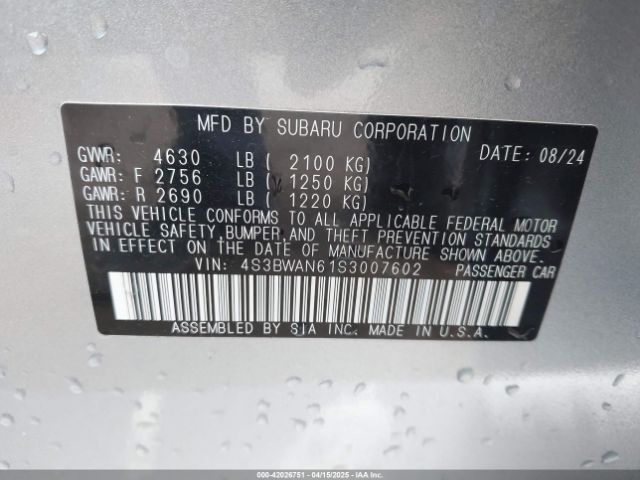 4S3BWAN61S3007602 Subaru Legacy Limited