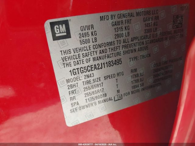 1GTG5CEA2J1183495 GMC CANYON SLE