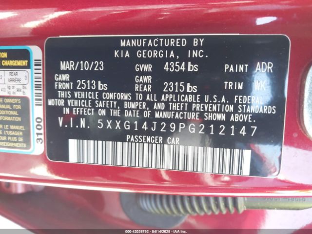 5XXG14J29PG212147 KIA K5 LXS