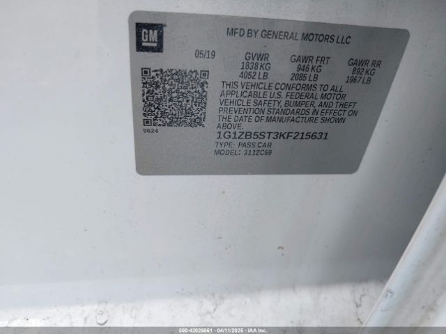 1G1ZB5ST3KF215631 Chevrolet Malibu 1ls