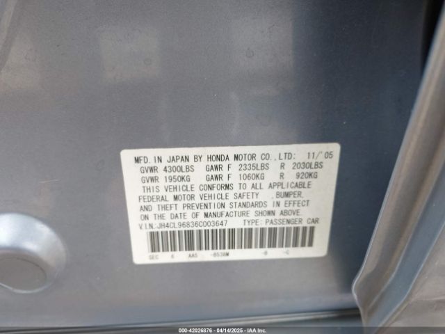 2006 ACURA TSX JH4CL96836C003647 Photo 8