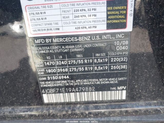 2009 MERCEDES-BENZ GL 450 4JGBF71E19A479882 Photo 8