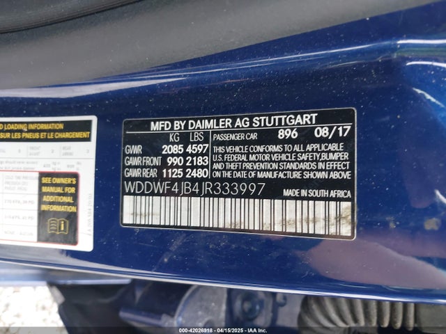 WDDWF4JB4JR333997 Mercedes-Benz C 300