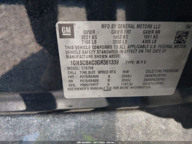 1GNSCBKC0GR361339 Chevrolet Tahoe Lt